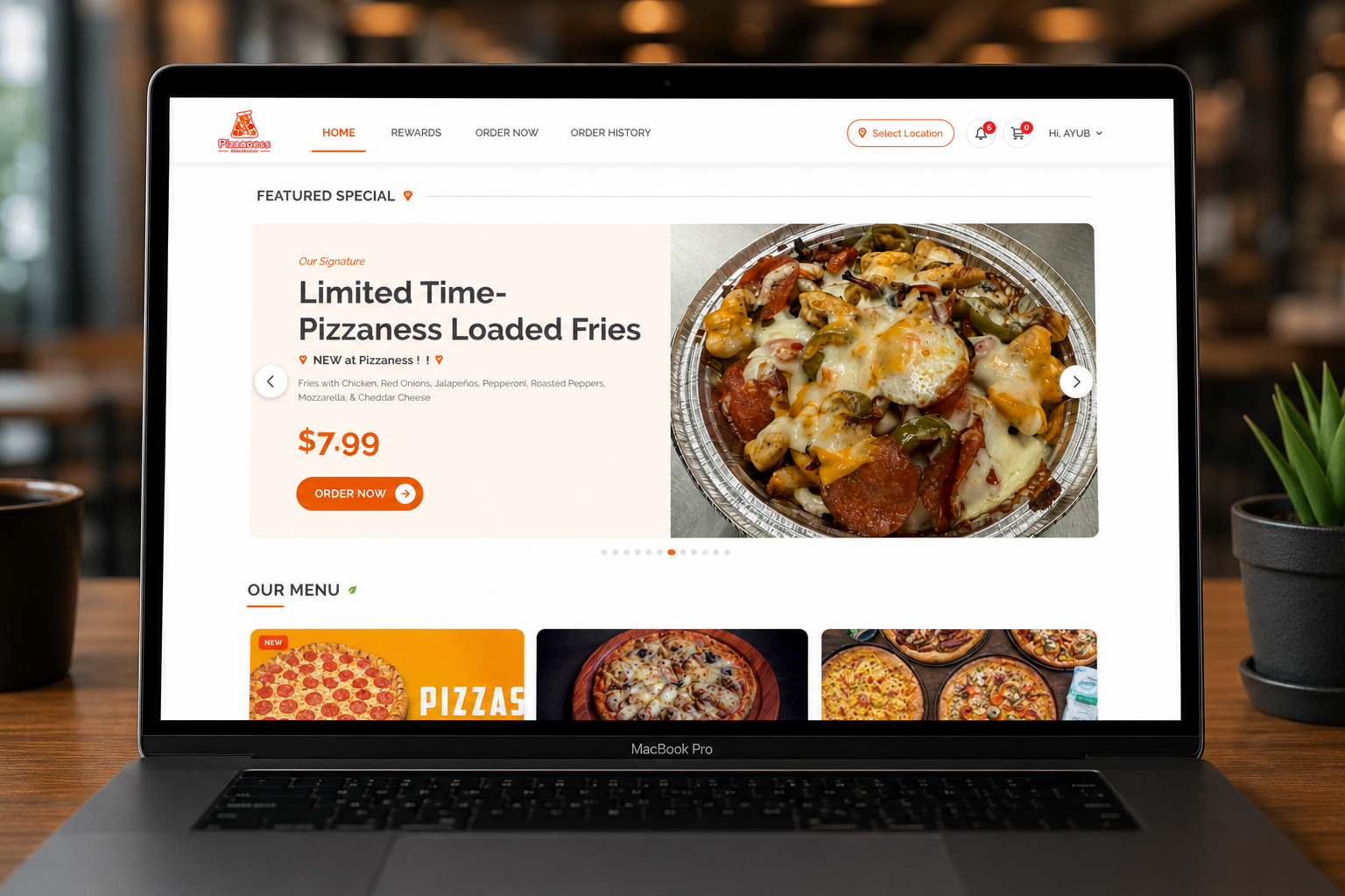 Online ordering website and mobile app